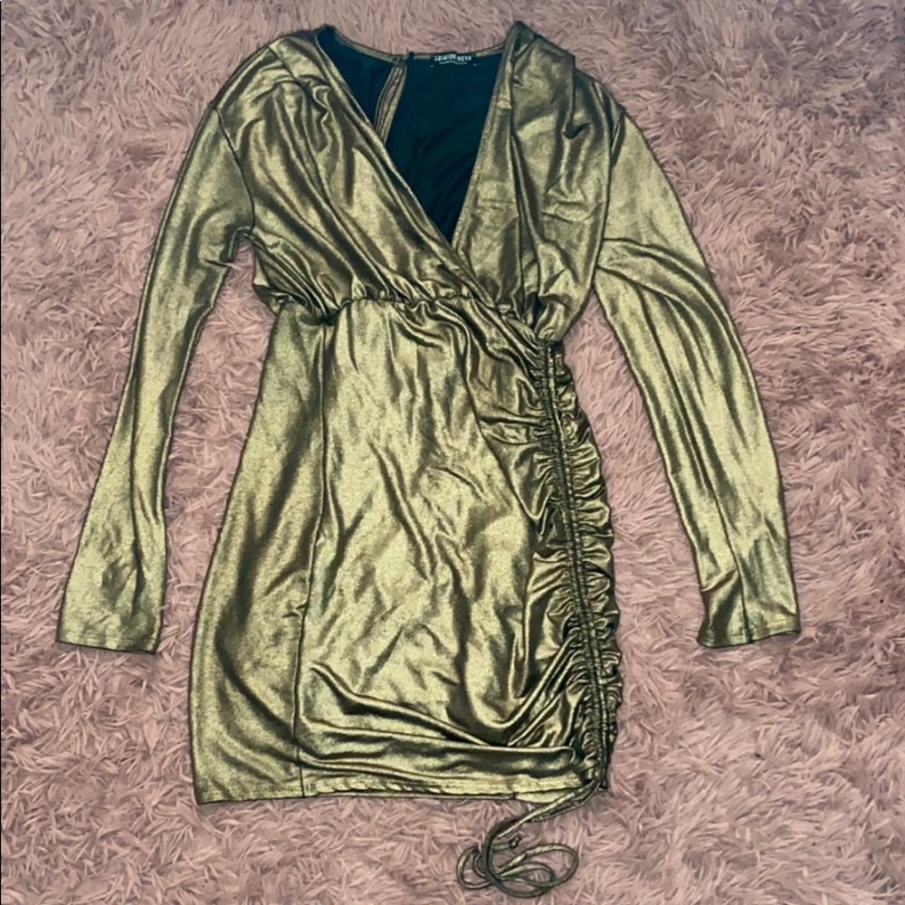 Gold Metallic Mini Dress